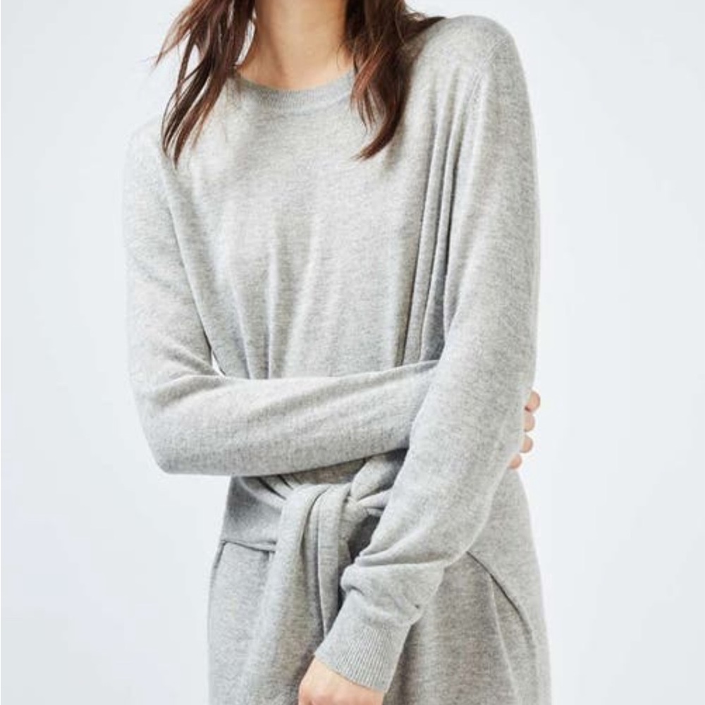 TopShop Grey Knit Tie Waist Dress